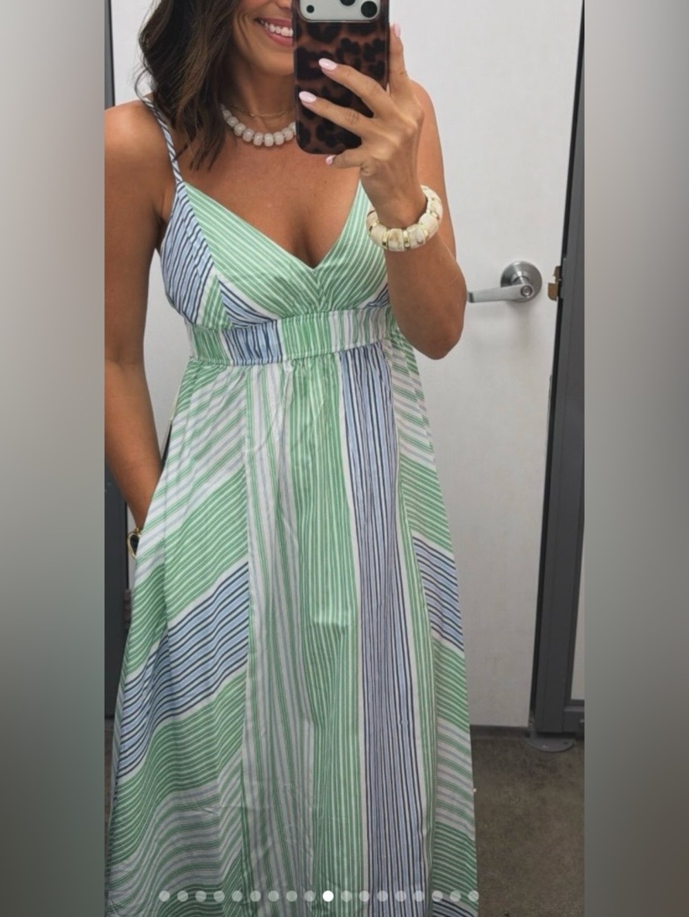 Free Assembly V-Neck Maxi Dress with Vertical Stripes; NWT, Sz. L